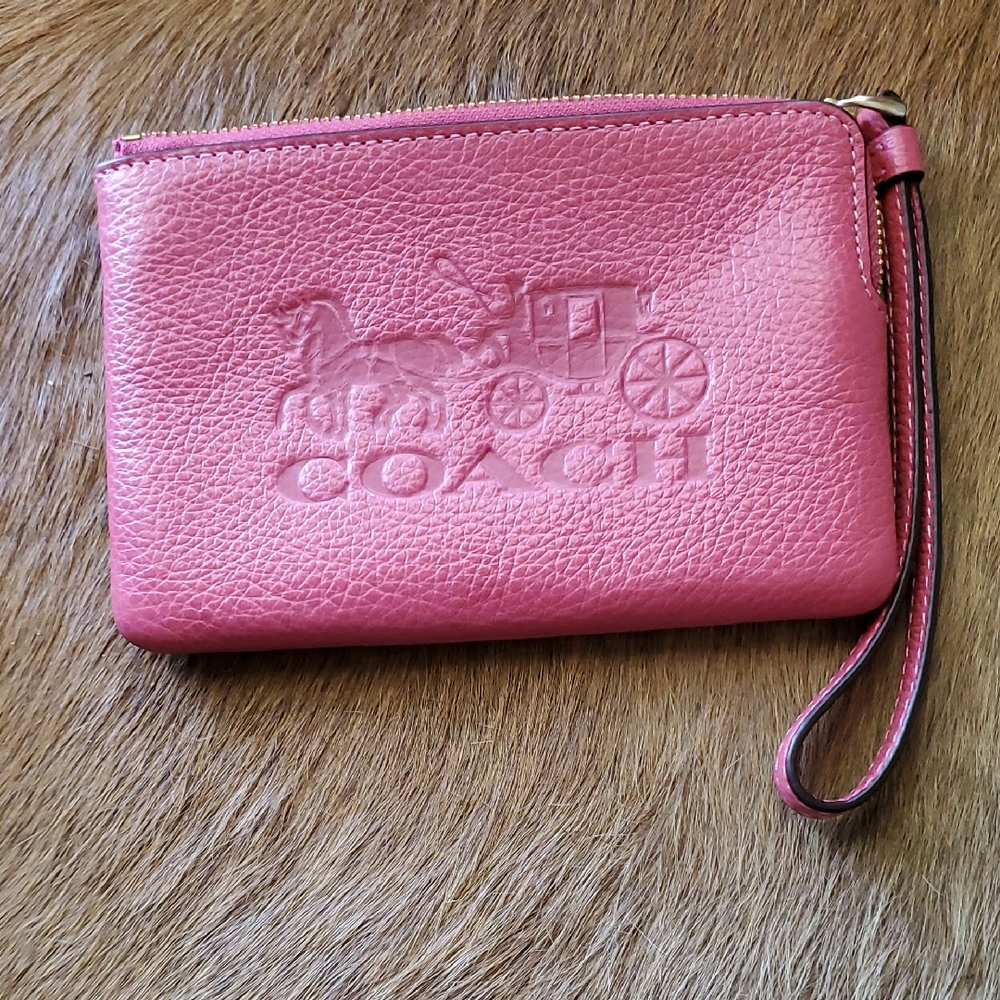 Coach Pink Pebbled Leather Clutch